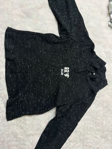 Black & White Speckled Long Sleeve Top