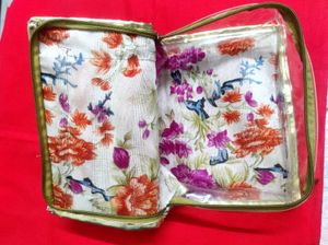 Floral Print 🌸Vanity Box Pouch with Gold Trim