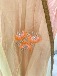 Elegant Peach Embroidered Kurta with Dupatta