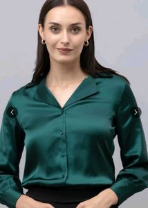 Free delivery!Elegant Satin Button-Down Shirt