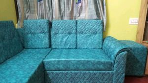 Teal Tufted Sectional Sofa