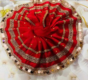 Red & Gold Laddu Gopal Fancy Dress Size 5'6'7
