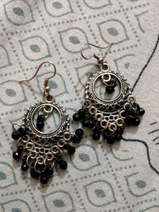 Oxidized Silver Jhumka Earrings