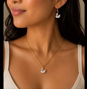Charming Swan Necklace & Earring Set