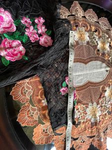 Black Net Kurta with Floral Embroidery