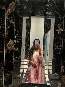 Pink white kurta set