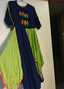 Unique Navy Green Kurta 💙💚
