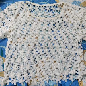 White Floral Lace Crop Top