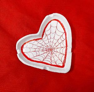 Heart Shaped Ashtray w/ Spiderweb Design