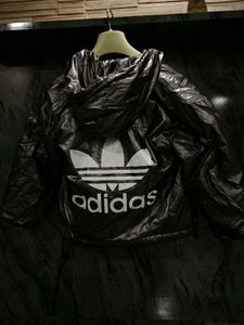 Shiny Black Hooded Jacket