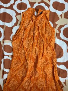Elegant Orange Printed Kurta Set