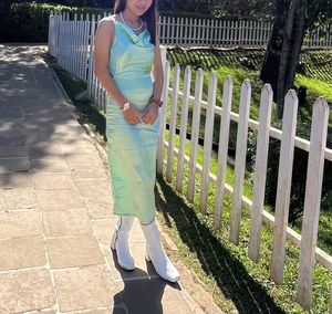 Silky Cowl Neck Midi Dress