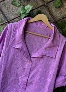 LILAC SCHIFFLI EMBROIDERED SHIRT