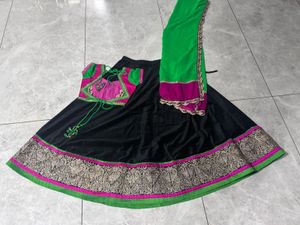 black and multicolour ghaghra