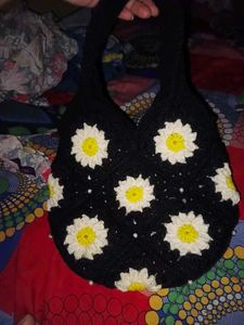 Handmade Crochet Daisy Tote Bag