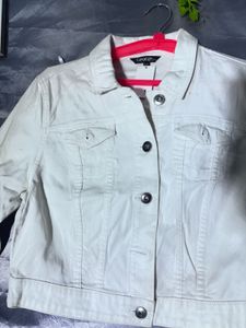 George White Cropped Denim Jacket