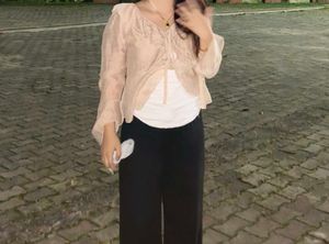 Chic Ruffled Cream Blouse