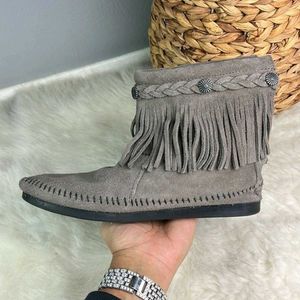 Gray Fringe Boots