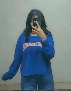 Blue Graphic Print Long Sleeve Top