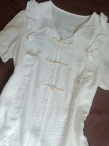 White Embellished Short Sleeve Blouse