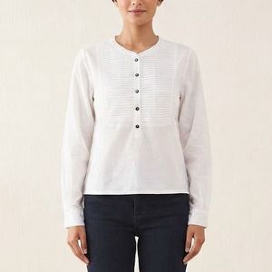 White Pintuck Button-Up Blouse