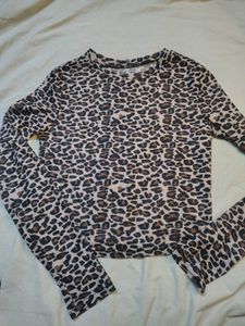 Newme Leopard Print mesh Top