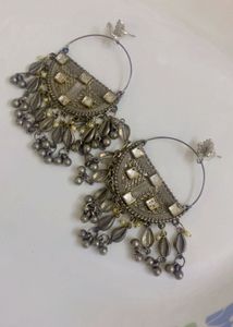 New Oxidised Silver Hoop Earrings