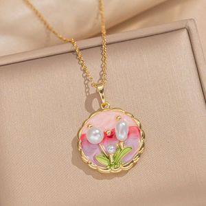 Floral Pearl Pendant Necklace