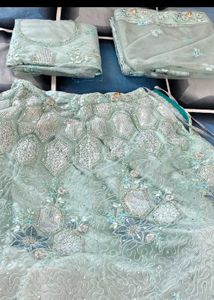 Elegant Mint Green Embroidered Lehenga Choli