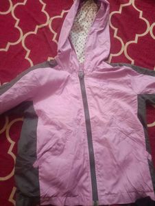 Kids Pink &amp; Grey Hooded Jacket
