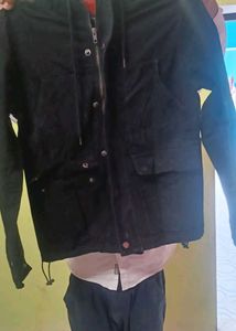 Black Suede Hooded Jacket