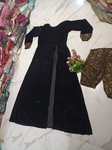 Elegant Black Velvet Kurta Set