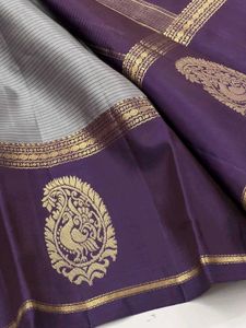 Elegant Grey &amp; Purple Saree