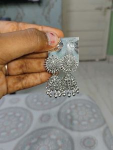 Silver Oxidized Jhumka Earrings