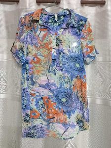 Floral Print Sheer Blouse