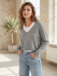 H&M Divided Grey V-Neck Sweater (Size S)