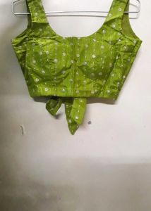 Lime Green Striped Saree