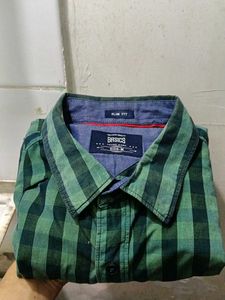 Men's Green Plaid Slim Fit Shirt
