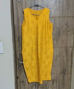 Yellow Embroidered Kurti