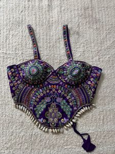 Exquisite Embroidered Peacock Navratri Blouse
