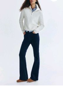 H&M Flared corduroy NAVY BLUE trousers