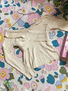 Cream One-Shoulder Knit Top