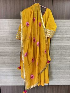 Yellow Kurta Set with Dupatta 4XL