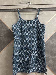 Blue Printed Cotton Kurta