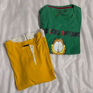 Garfield & Yellow Henley T-Shirts