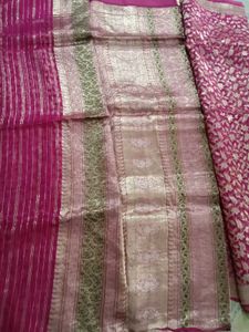 Elegant rani Pink Banarasi Silk Saree