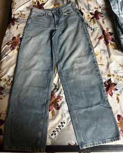 Wide Leg Denim Jeans - Light Wash