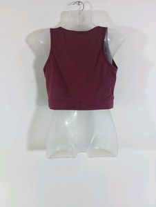 Burgundy Casual Active Crop Top (Women)