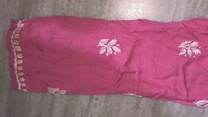 Pink Embroidered Cotton Kurta