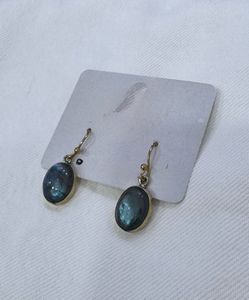 Oval Stone Drop Earrings